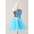 Grace Karin Strapless Organza Sequins Vestidos Cocktail Curto Sky Blue Cocktail Dress CL6054-2